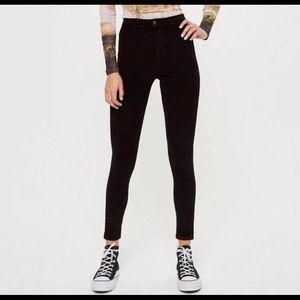Topshop NWT Joni black corduroy high rise skinny pant